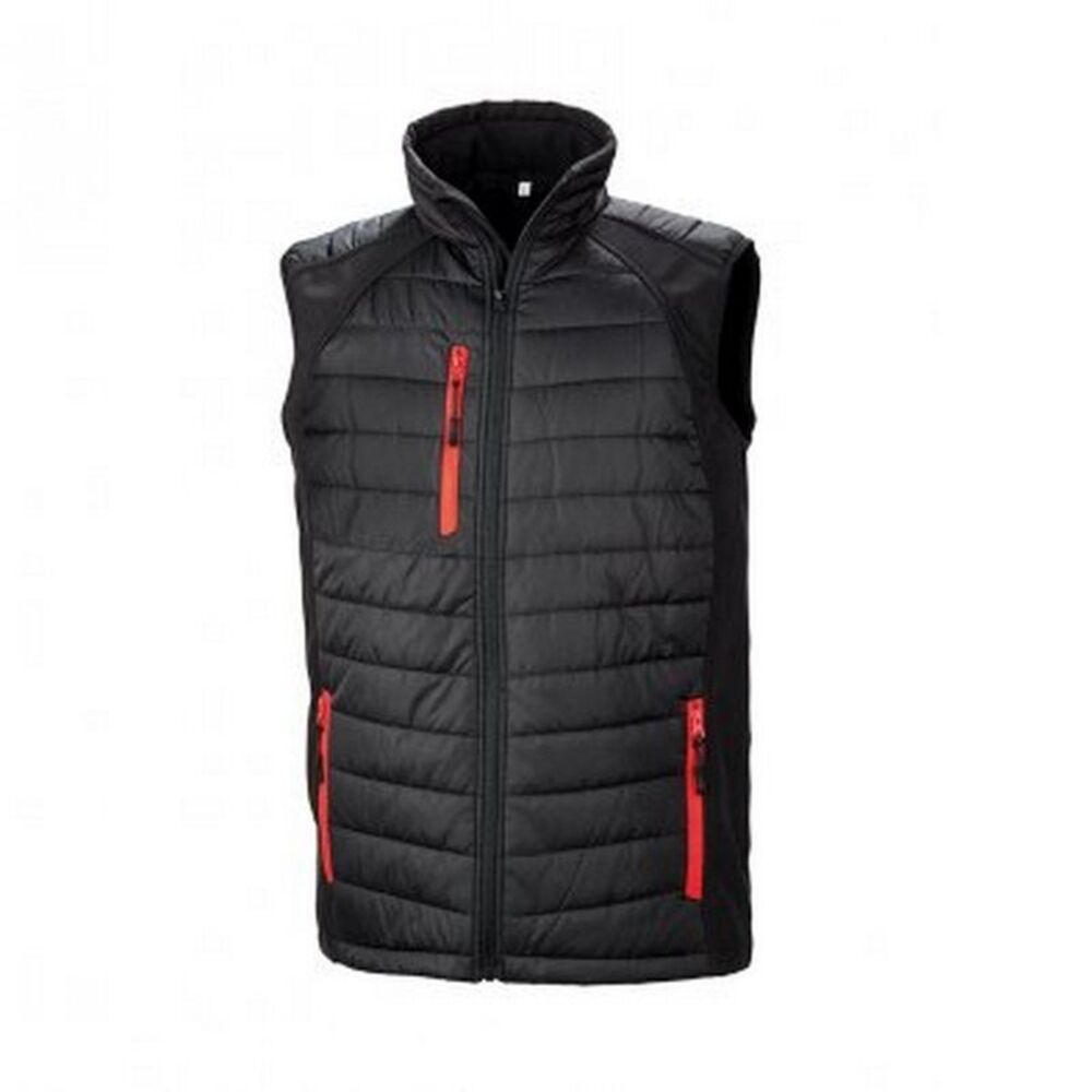 Result Mens Black Compass Padded Soft Shell Gilet / Black/Red